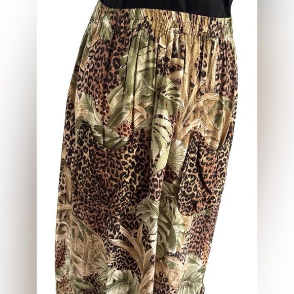 Unbranded Made in Texas Leopard Print BOHO Stretch Pockets Midi Skirt Size Small - Picture 4 of 13